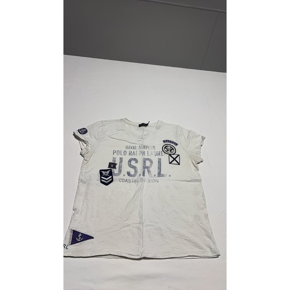 Polo Ralph Lauren Naval Surplus USRL T-Shirt White Large Coastal Graphic
